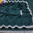 Georgette Embellished Saree for Women (Bottle Green, 6.3 m)