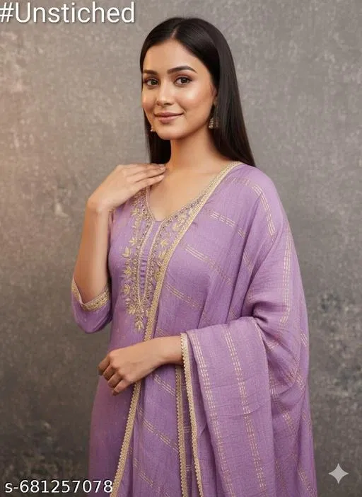Silk Blend Embroidered Punjabi/All Over Suits Semi-Stitched Suits (Multicolor, 6.25 meter for Women (L)