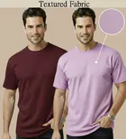 Polyester Round Neck T-shirt for Men, Multicolour, Pack of 2 