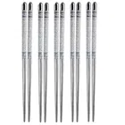 Stainless Steel Non-Slip Reusable Durable and Lightweight Chopsticks (Silver, Set of 5)