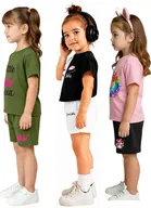 Graphic Print Cotton Blend Clothing Set for Girls, Pack of 3 
