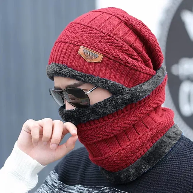 Woolen Cap with Neck Warmer for Men & Women (Maroon, Set of 1)