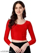 Lycra Ready Made Blouse for Women, Red 