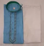 Cotton Solid Kurta Set for Men, Sky Blue 