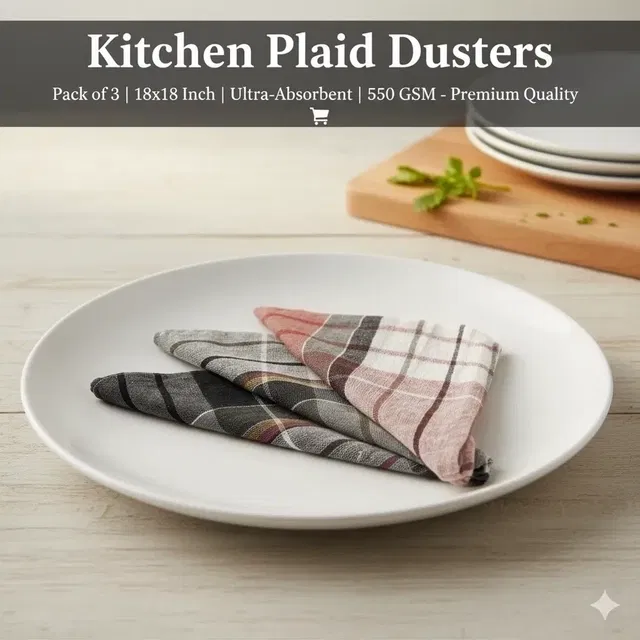 Klen Shine 18*18 Inch 550 GSM/Doz Kitchen Duster- Pack of 3