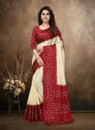 Art Silk Printed Saree for Women, Beige 