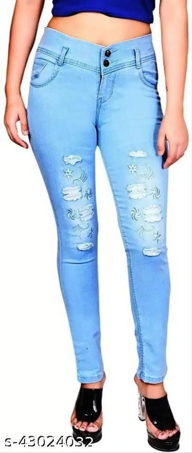 Denim Jeans for Girls (Blue, 10-11 Years)