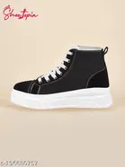 Solid Synthetic Sneakers for Women 