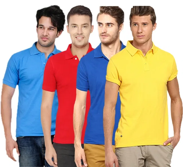 Polo Solid T-shirt Pack of 4 for Men (Multicolor, XXL)