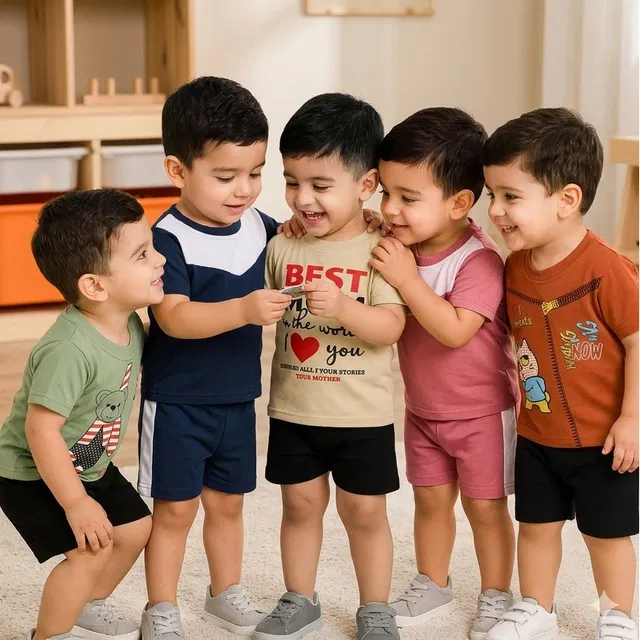 Cotton Blend Top & Bottom Set for Boys (Multicolor, 2-3 YR)