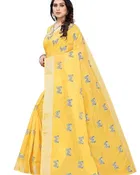 Chanderi Cotton Printed Saree for Women, Yellow 