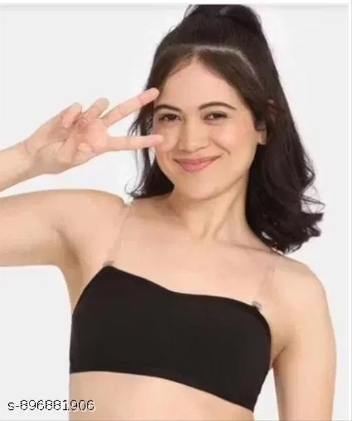 Bandeau Bra for Women (Black, 30A)