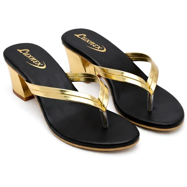 Solid Block Sandals for Women (Black, 5)