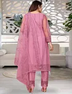 Net Solid Kurta Set with Dupatta for Women 