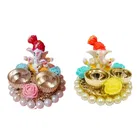Metal Decoretive Pooja Thali, Multicolour Pack of 2