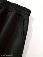 Cotton Blend Solid Trousers for Men, Black 