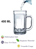 Afast Cool Glass Beer Mug set of 2, 400 ml Each, Transparent | Serve Whiskey | Wine |  Mocktail | Cocktail | Drinking Glass with Handle - Set of 2