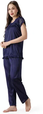 Satin Solid Night Suit for Women 