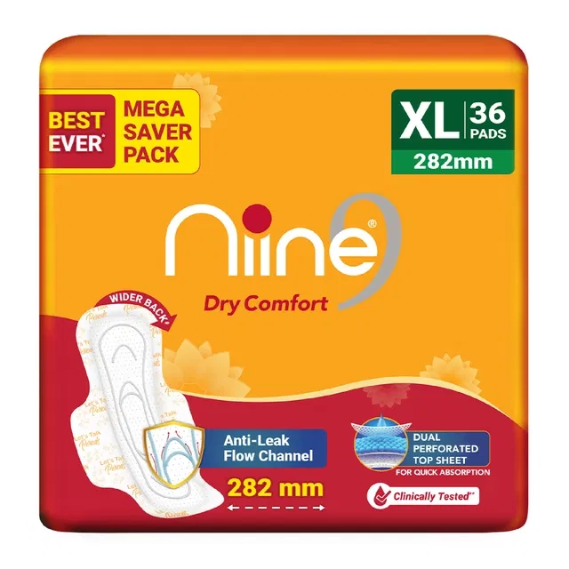 Niine ड्राई कम्फर्ट सेनेटरी पैड्स (XL) - 36 पीस