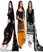 Crepe Printed Unstitched Suits for Women, Pack of 3 