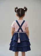 Denim printed Frock  For Girls, Pink & Blue 