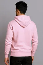 Fleece Printed Hoodie for Men, Pink 