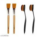 Multipurpose 2 face pack brush and 2 oval brush for foundation and  other multi use 