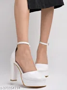 [148] White Solid Pointed Toe Pumps for Women 