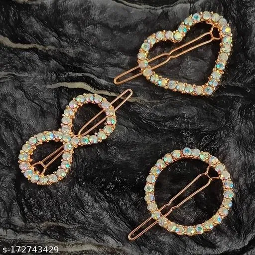 Hair Clips for Women, Pack of 3 (Gold)