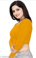 Lycra Ready Made Blouse for Women, Yellow 