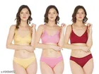Cotton Blend Solid Lingerie Set for Women 