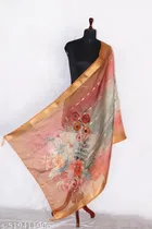Art Silk Printed Dupatta for Women & Girls, Orange 