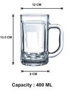 Afast Cool Glass Beer Mug set of 2, 400 ml Each, Transparent | Serve Whiskey | Wine |  Mocktail | Cocktail | Drinking Glass with Handle - Set of 2