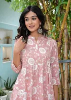 Rayon Floral Print Anarkali Kurti for Women 