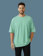 Cotton Blend Round Neck T-shirt for Men, Mint Green 