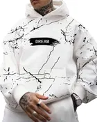 Cotton Printed Hoodie for Men, White 