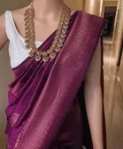 Litchi Silk Zari Woven Saree for Women, Purple 