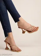 [122] Embellished Square Toe Block Sandals for Women 