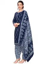 Cotton Blend Printed Kurti with Salwar for Women 