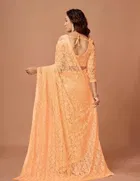 Net Solid Saree for Women 