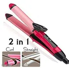2 in 1 Hair Straightener & Curler for Women (Pink)