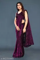 Lycra Sequence Saree for Women 