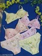 Cotton Blend Printed Lingerie Set for Women 