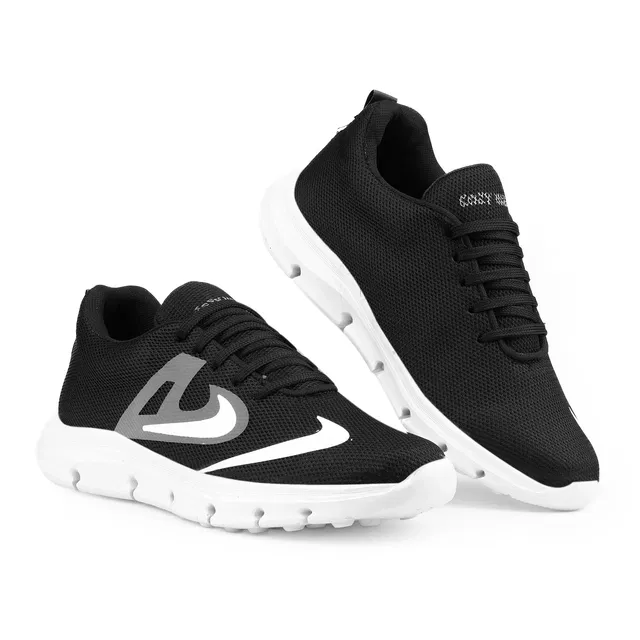 Sports Shoes for Men (Black & White, 9)