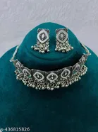 Diva Oxidized Silver Mirror Jewelry Set for Women