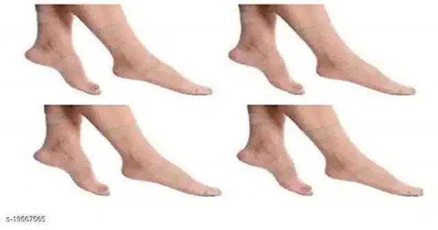 Nylon Socks for Women (Beige, Pack of 4)