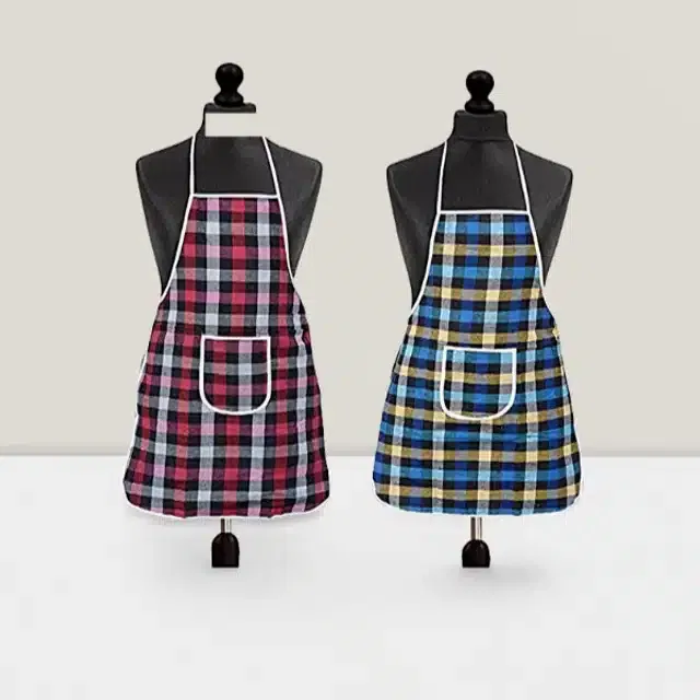Cotton Kitchen Aprons (Multicolor, Pack of 2)