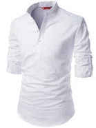 Cotton Solid Kurta for Men (White, S)