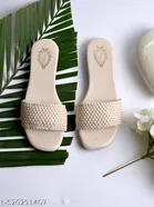 Shoetopia Solid Cream Comfort Open Toe Sandals 
