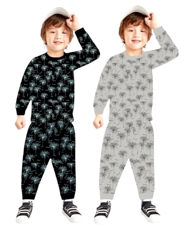 Cotton Printed Nightsuit for Kids (Multicolor, 9-12 Months) (Pack of 2)